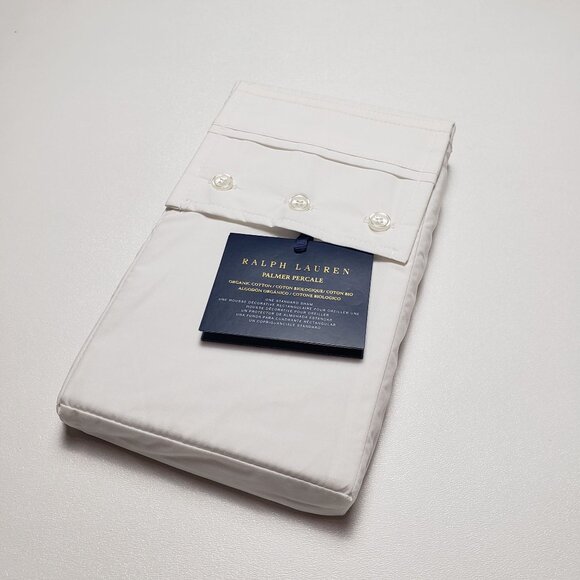 Ralph Lauren Home Palmer Percale Standard Sham Tux White Organic Cotton 20"x 28" - Picture 16 of 16